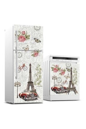 Buzdolabı Ve Bulaşık Makinası Beyaz Eşya Sticker Kaplama Vintage Paris BB-TK-83
