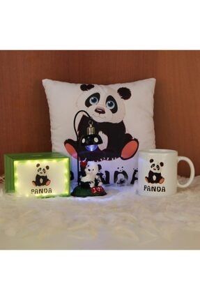 Panda Masa Lambası Puf Yastık Kupa Işıklı Kumbara Seti HPKT2037
