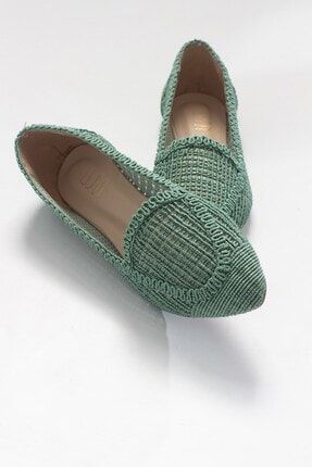Kadın Yeşil Örme Babet Ayakkabı 101 67-101