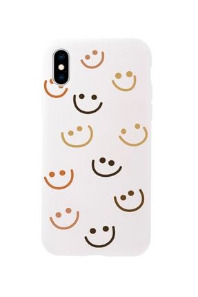Iphone Xs Smile Premium Silikonlu Beyaz Telefon Kılıfı MCIPHXSLSML
