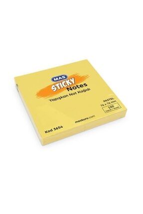 3654 Yapışkanlı Not Kağıdı 76x76 100 Yp. Pastel Sarı 340102045