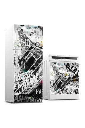 Buzdolabı Ve Bulaşık Makinası Beyaz Eşya Sticker Kaplama Paris Popart BB-TK-93