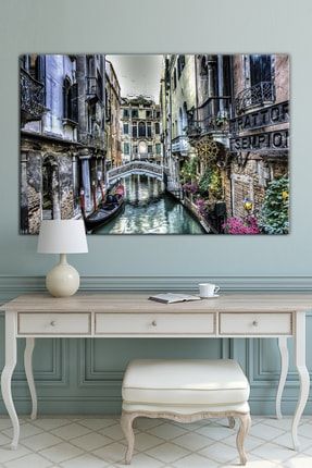 Venedik Su Kanalı Şehir Manzara Dekoratif Kanvas Tablo HRK033