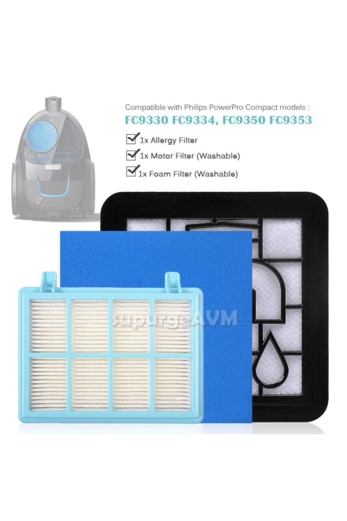 SupurgePlus-Philips Powerpro Active Filter Set - Fc 9555/09 1