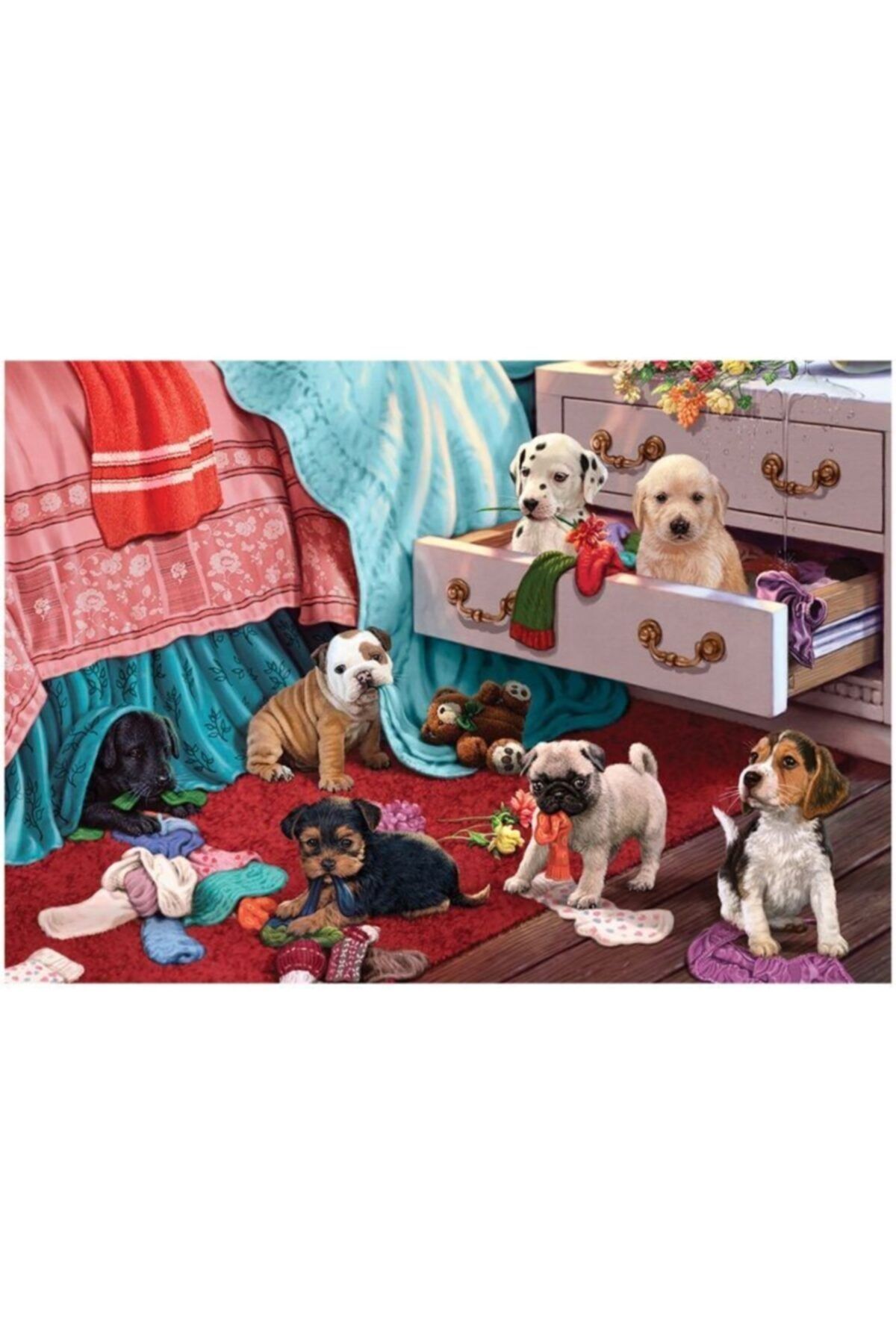 Ks Puzzle 20009 Ks, Puppies In The Bedroom, 500 Parça Puzzle