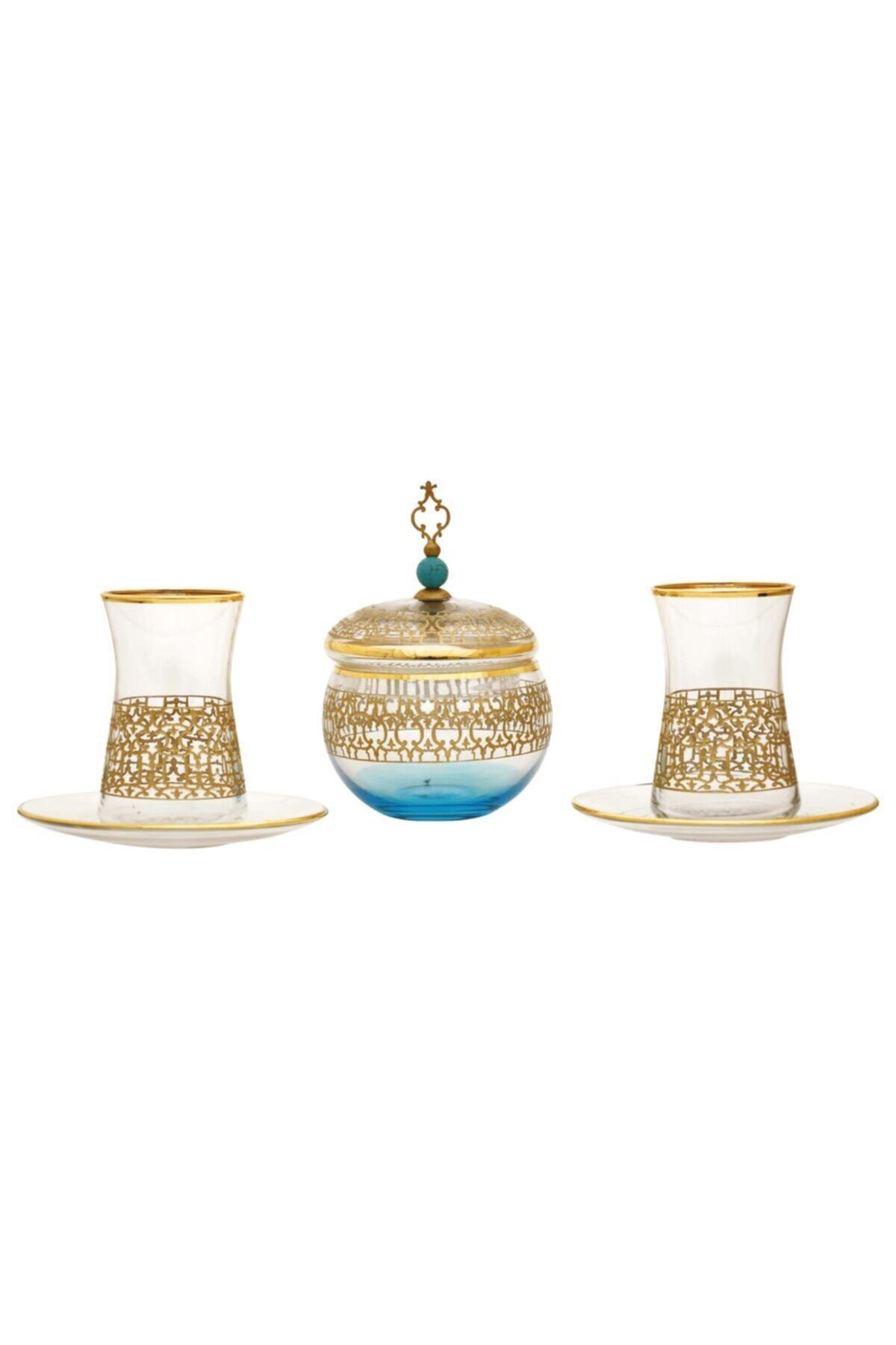 MÜZEDENAL 7 Piece Sugar Bowl Tea Set Latis-I Harem Collection