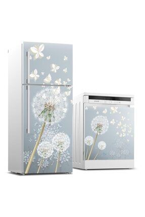 Buzdolabı Ve Bulaşık Makinası Beyaz Eşya Sticker Kaplama Beyaz Kelebekler BB-TK-97