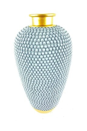 Vazo Özel Tasarım Uzun-gri Altın -poliüretan-33x16cm TALYA-2056710