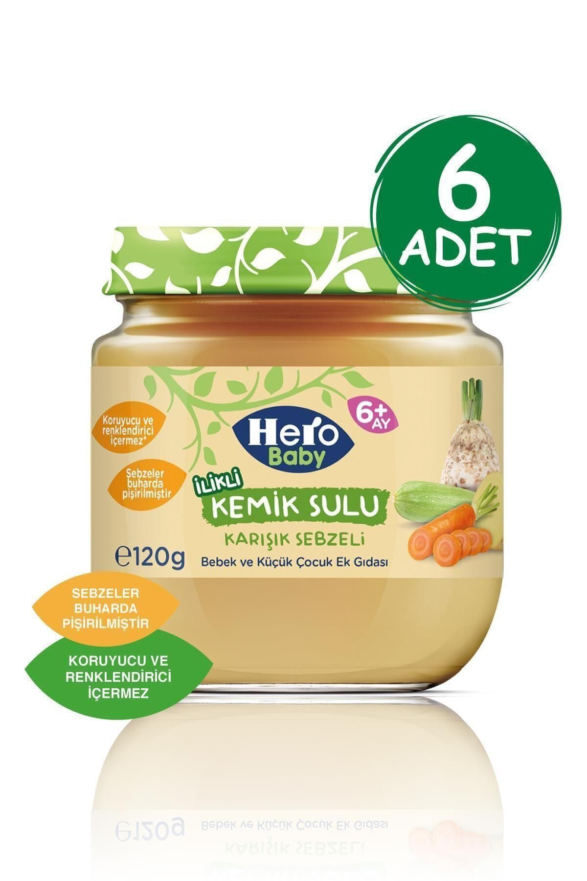 Hero Baby Kemik Sulu Karışık Sebzeli Kavanoz Mama 120g 6 Adet Fiyatı,  Yorumları - Trendyol