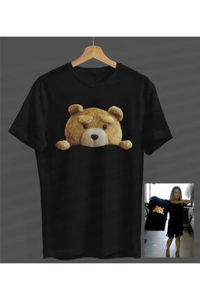 Unisex Kadın-erkek Siyah Ayıcık Özel Tasarım Yuvarlak Yaka T-shirt S23358045840SİYAHNVM