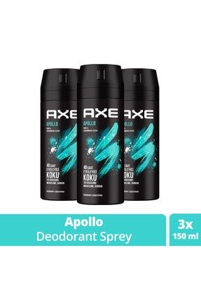 Erkek Sprey Deodorant Apollo 48 Saat Etkileyici Koku Vücut Spreyi 150 ml X3 Adet SET.UNİ.219