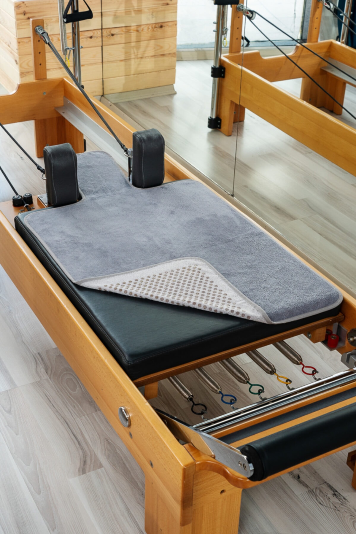 RAINBO Gri Kaydırmaz Pilates Reformer Havlusu, Nonslip Reformer Mat