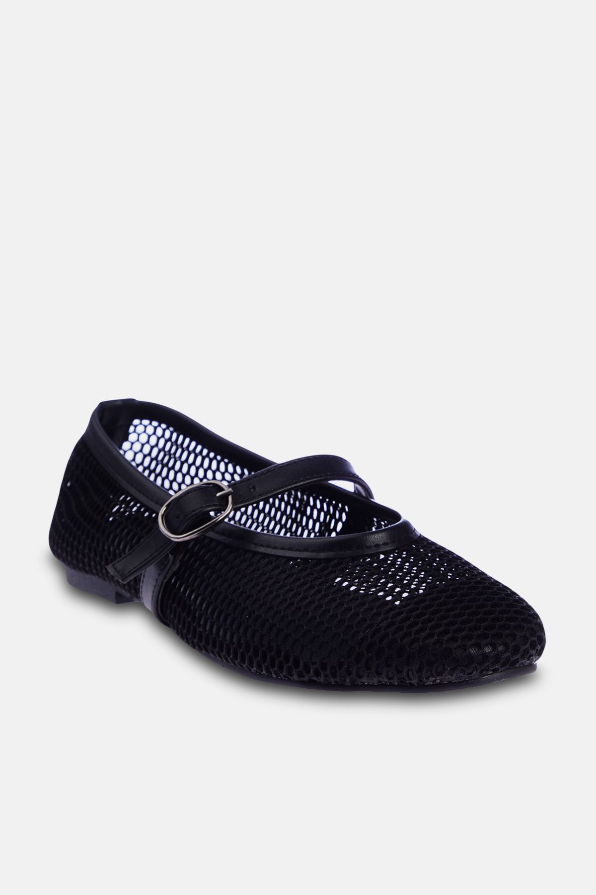 TRENDYOL SHOES-Schwarze Mesh-Mary-Jane-Ballerinas mit runder Spitze für Damen TAKSS24BE00000 5