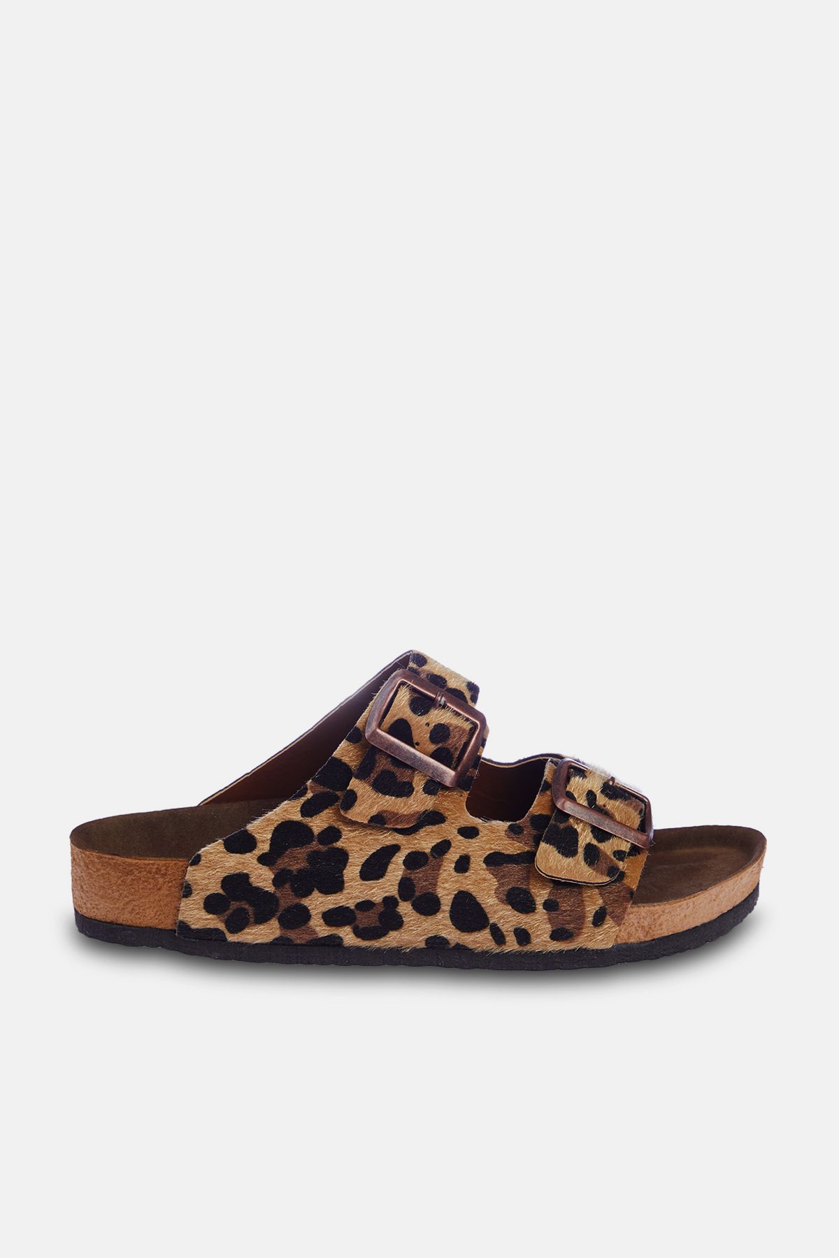 TRENDYOL SHOES-Többszínű leopárdmintás barna dupla csatos női papucs TAKSS24TE00004 7