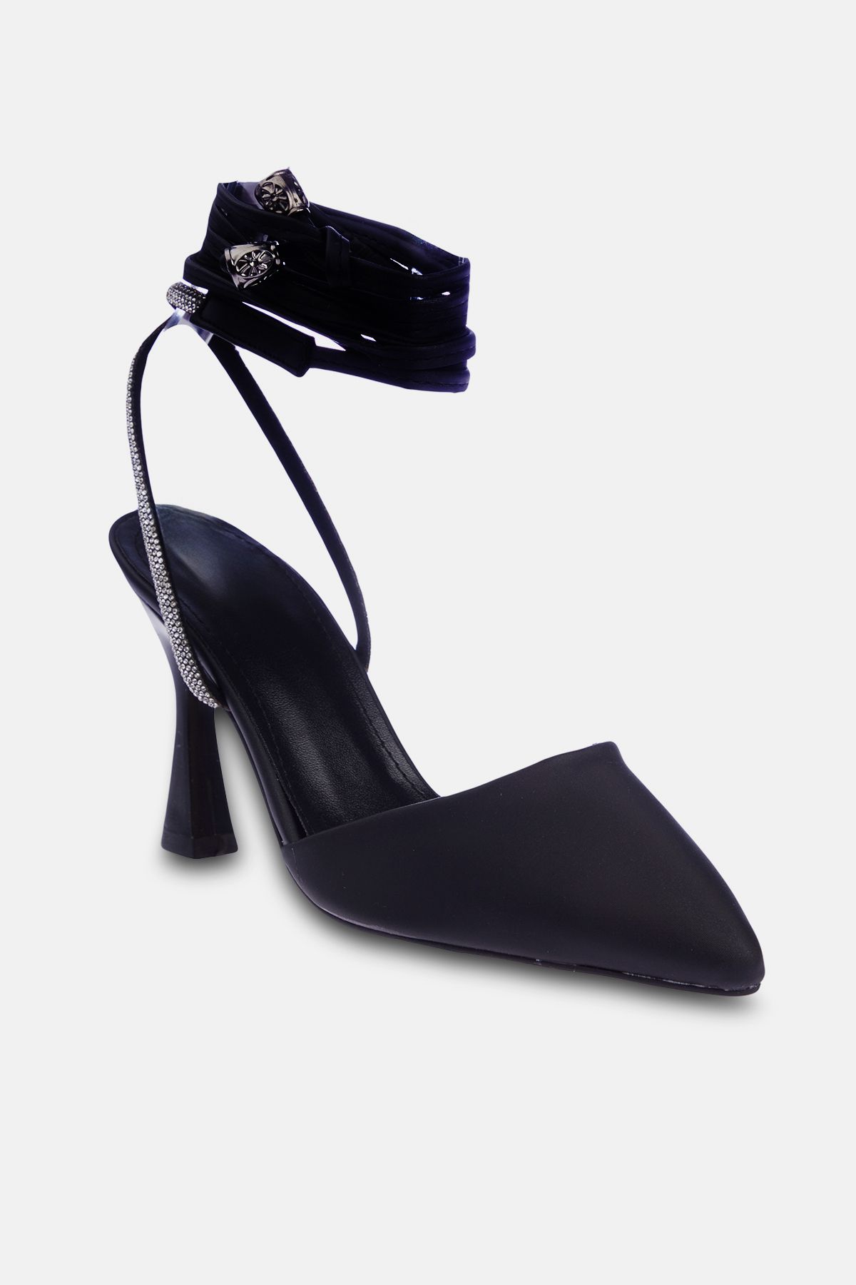 TRENDYOL SHOES-Dámské černé boty na podpatku s kamenným detailem - TAKSS24TO00015 4