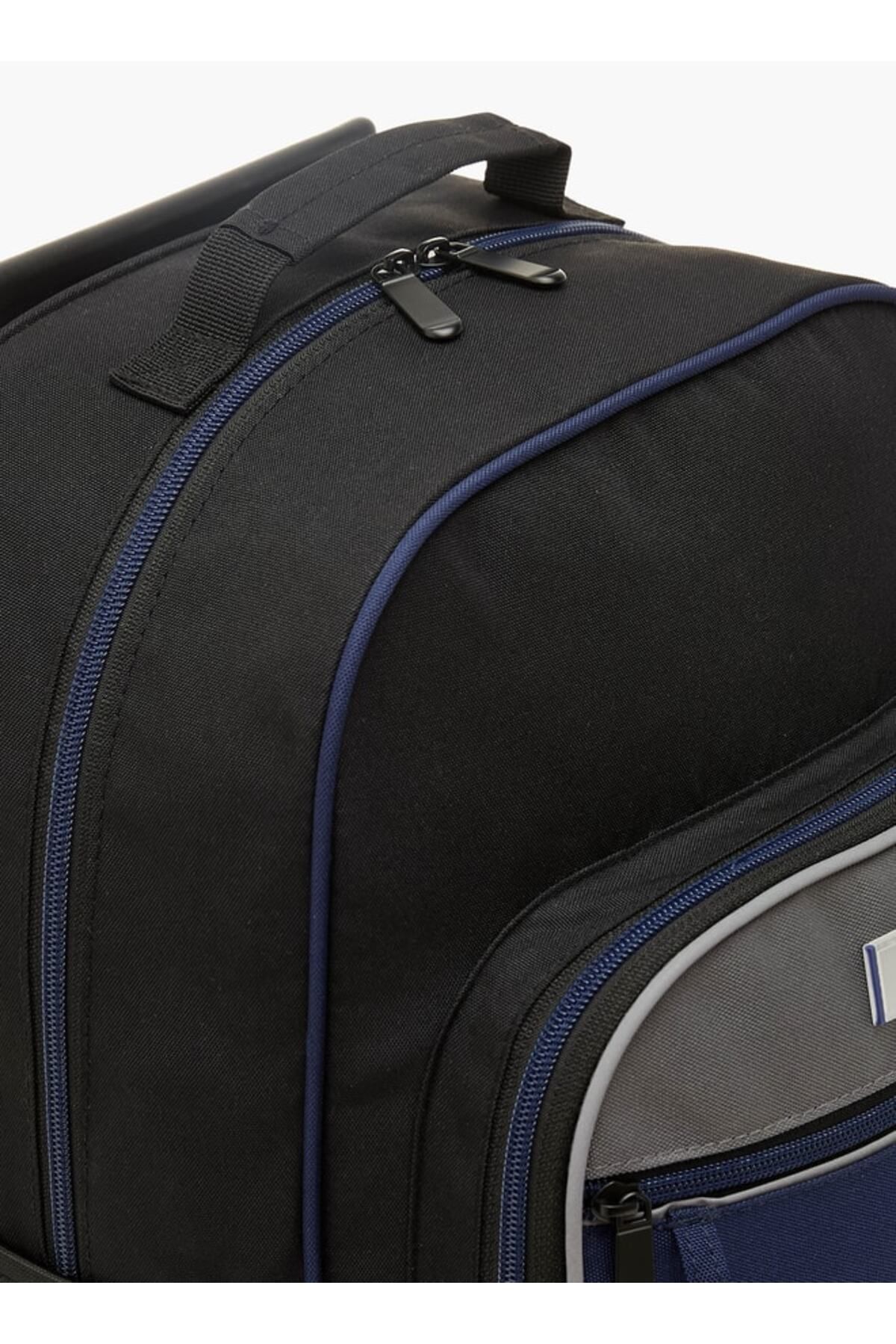 LBL by Shoexpress-Colourblock Trolley Backpack with Retractable Handle - 44x16x30 cm 6