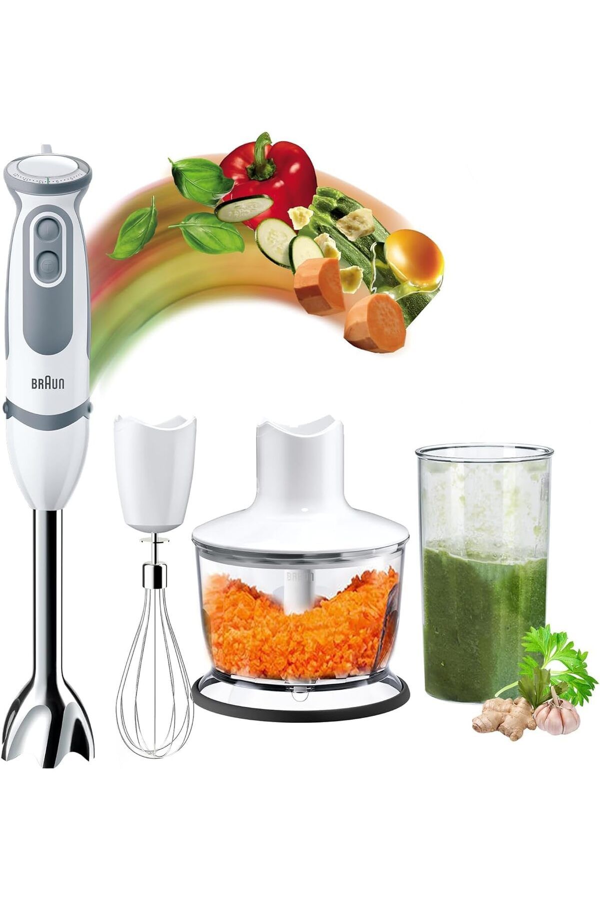 Braun Hand Blender 500ml Chopper, PowerBell Plus, Splash Control, 21Speed, Whisk, Soft Grip  -MQ5235