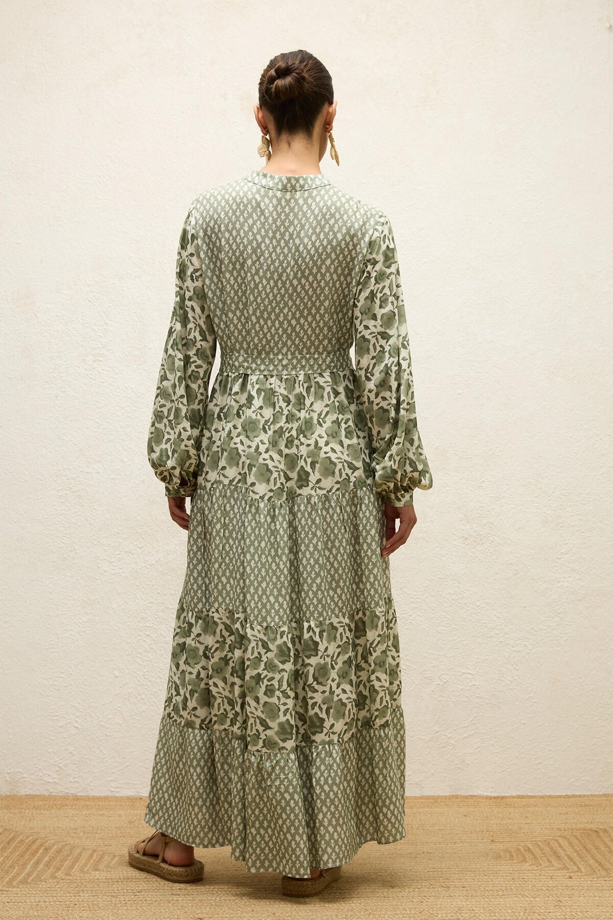 Manuka-Viscose Patterned Layered Dress - Green Simone 8