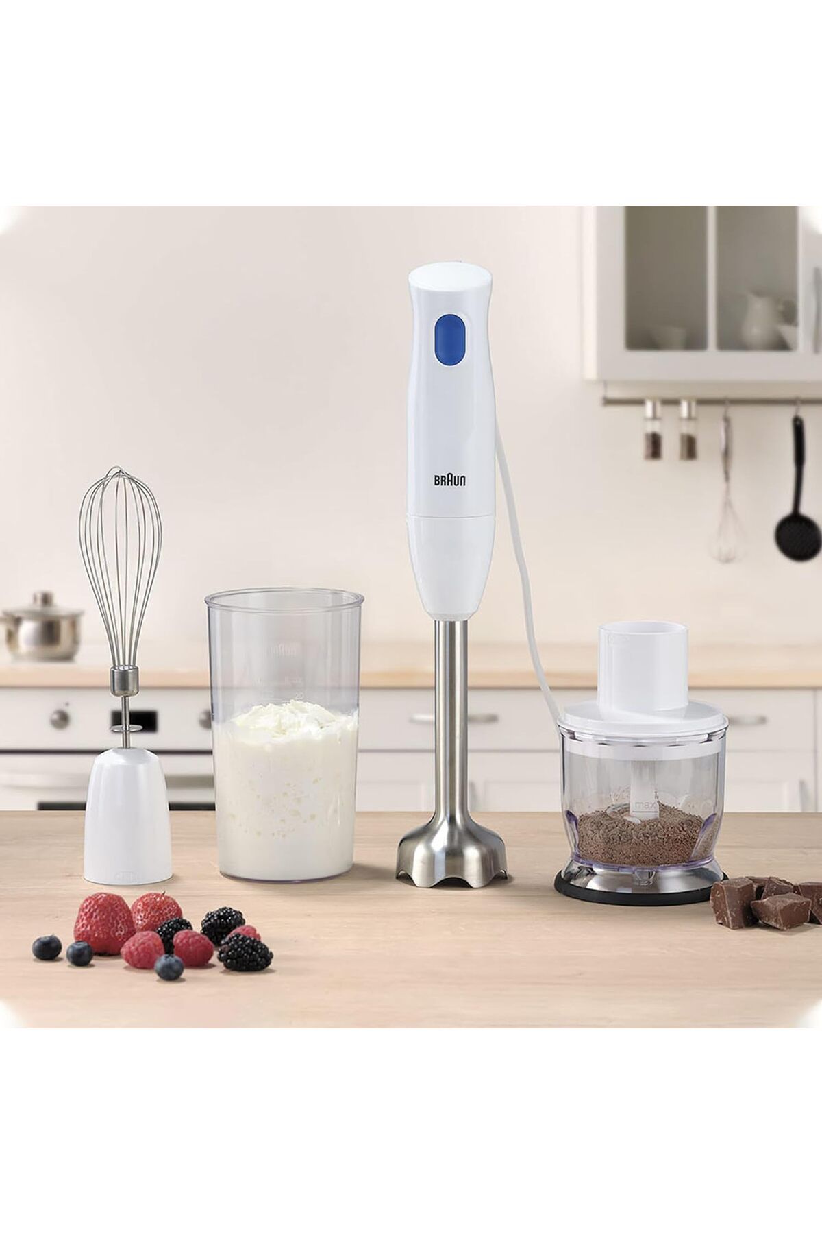 Braun-MultiQuick 1 Hand Blender, Chopper 350ml, Whisk, Lightweight, 600ml Beaker - MQ10.202M WH 7
