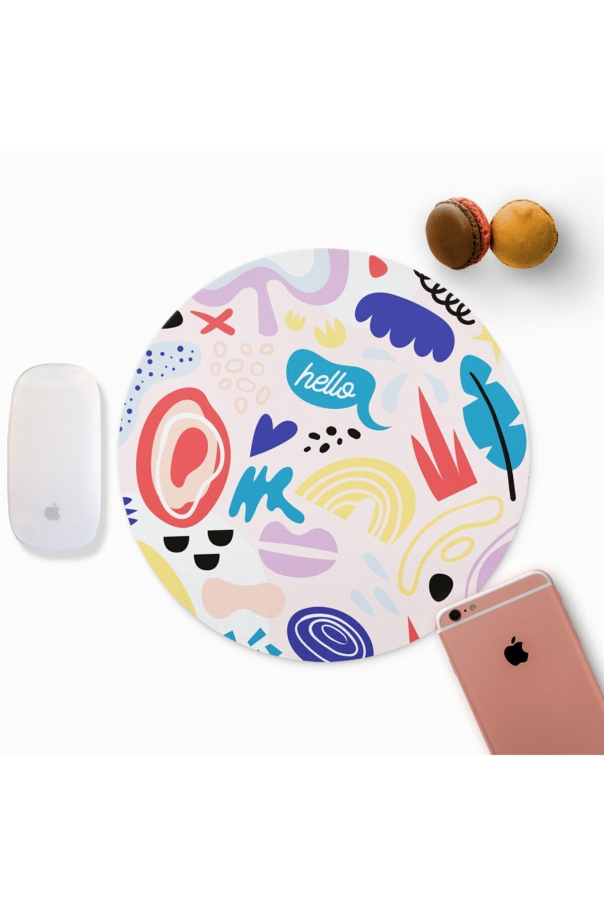 Hediyesepeti-Minimal Colorful Design Round Mousepad - Mouse pad - Mouse Pad 5