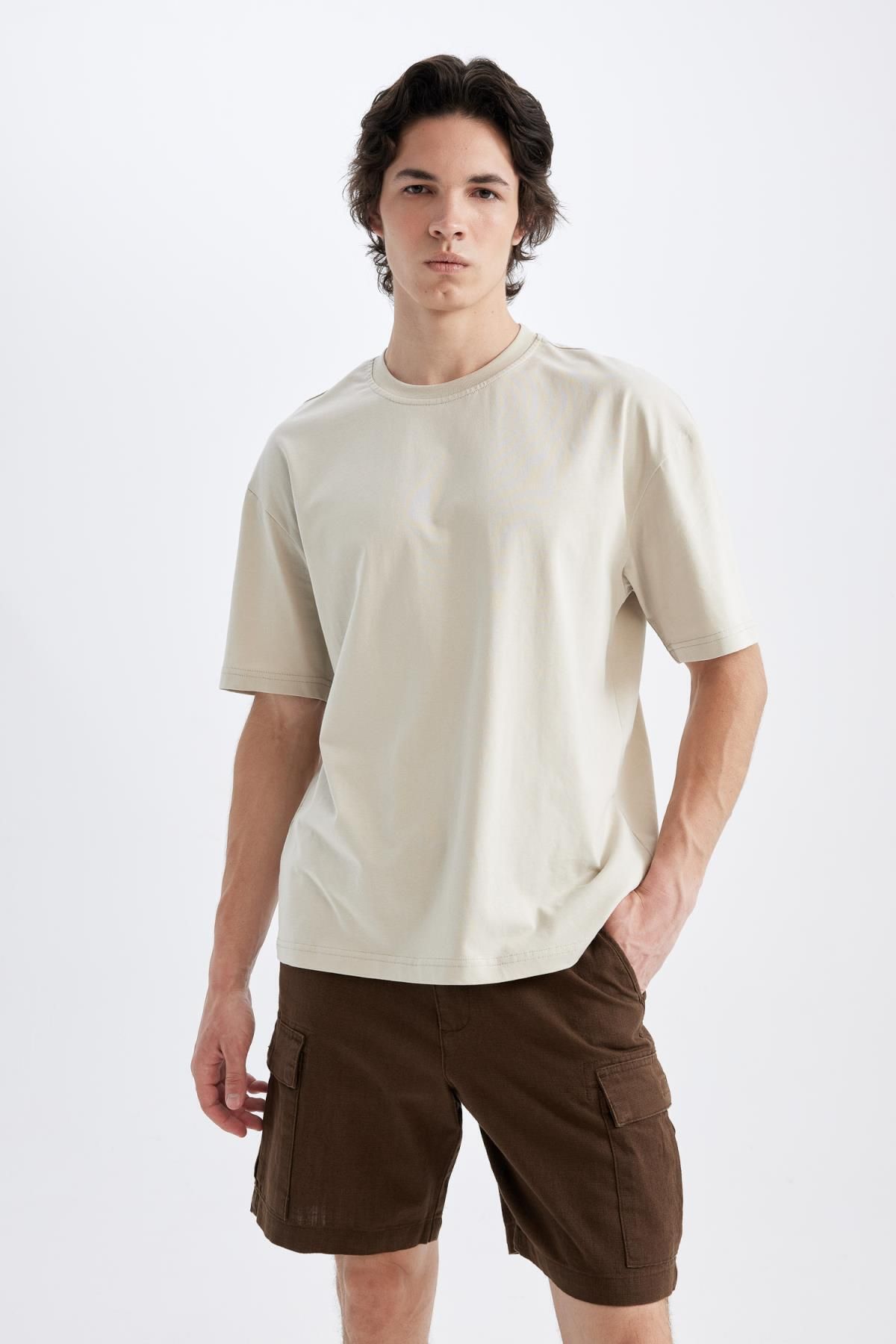 DeFacto-Regular Fit Linen Look Cargo Bermuda Shorts B5676Ax24Sm 3
