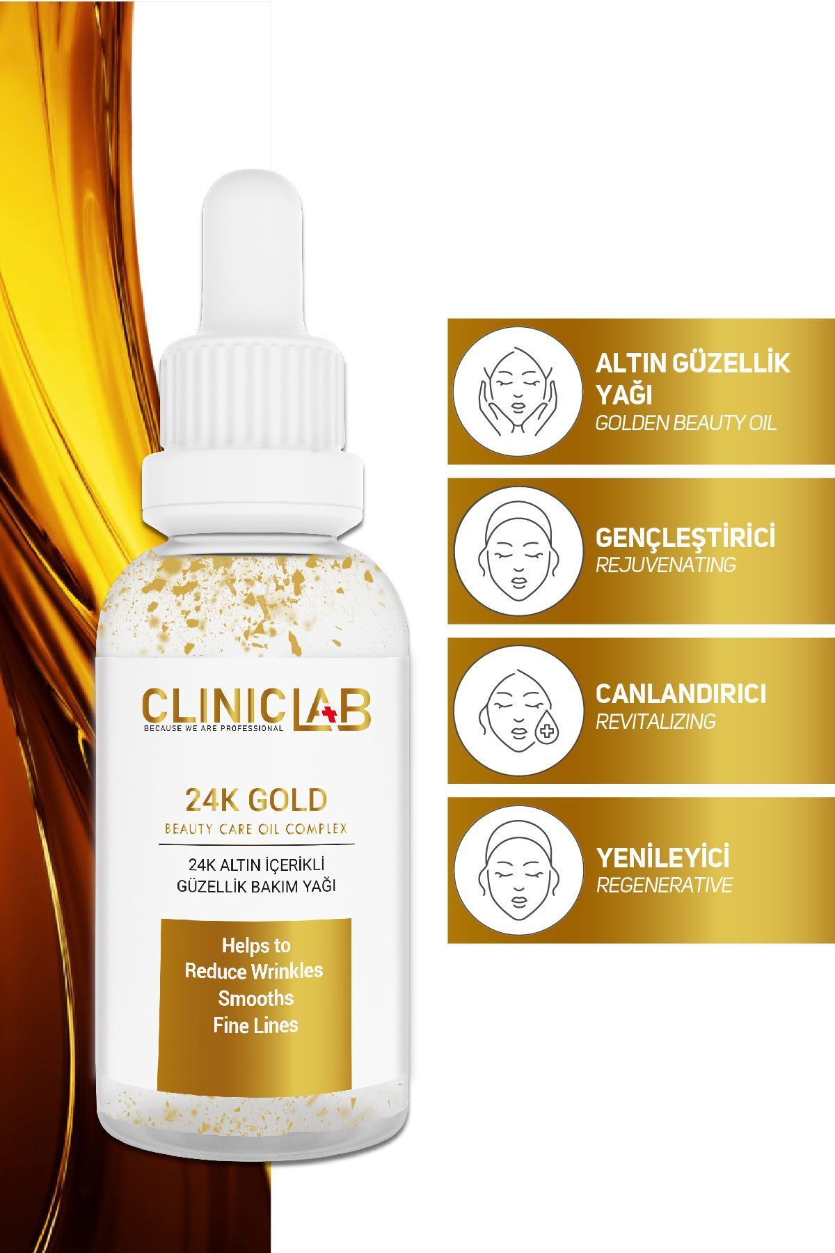 روغن مراقبت ضد پیری با ذرات طلای 24 عیار 30 میلی لیتر Cliniclab