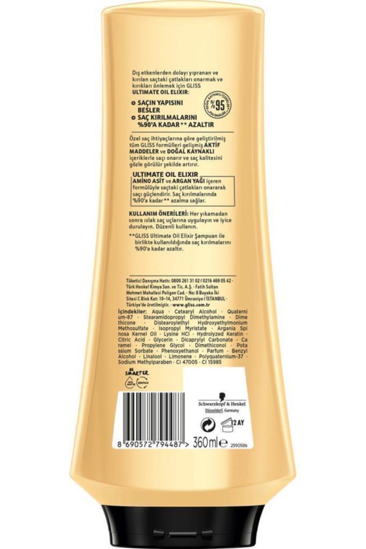 Ultimate Oil Elixir Besleyici Saç Bakım Kremi - Aminoasit Ve Argan Yağı Ile 360 ml — 8690572794487 — تصویر 3 از 4
