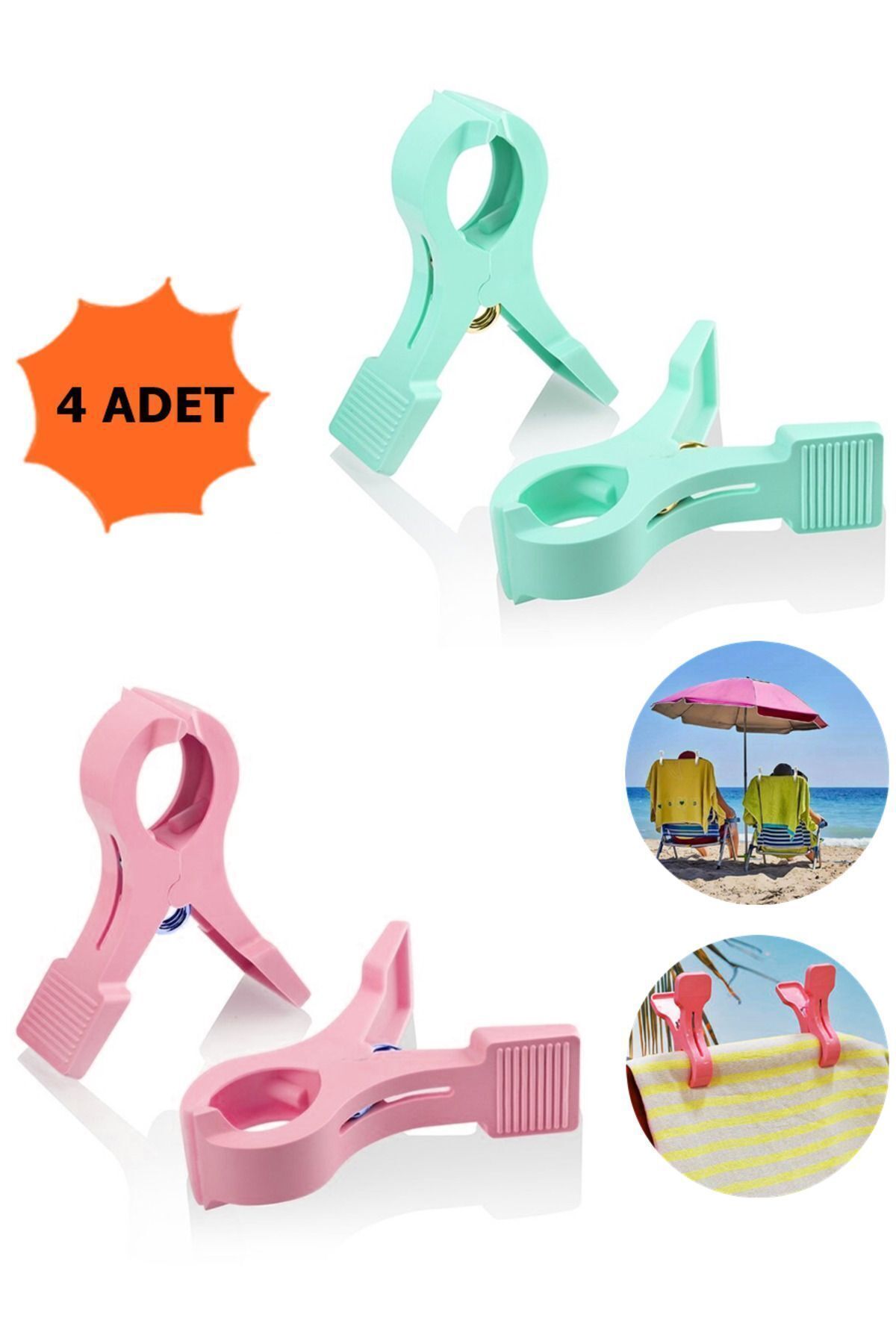 Boldy 4'lü Şezlong Mandalı - Havlu Mandalı - Çamaşır Mandalı - Halı Mandalı - Plaj Havlusu Mandalı 4 ADET