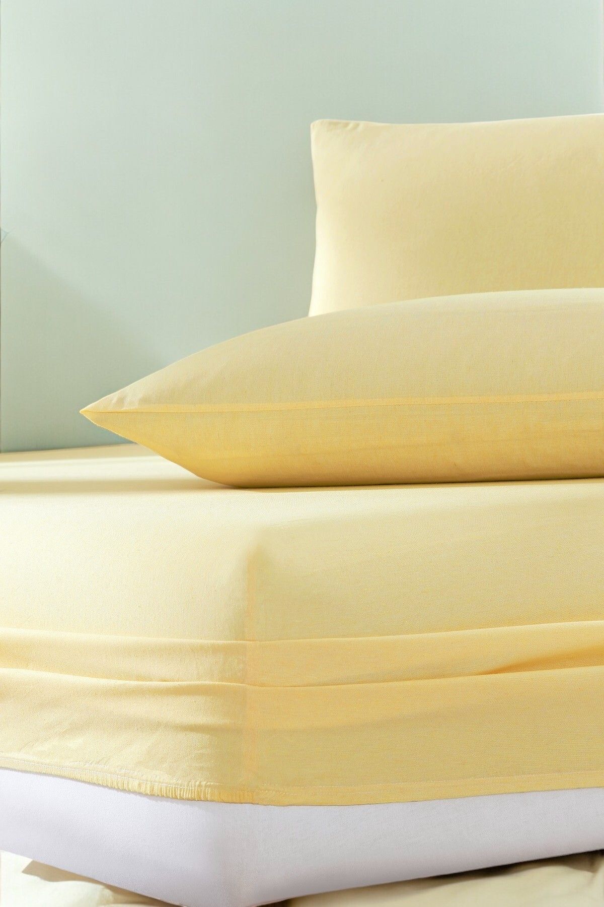 MİASELİS-Miaselis Lantana - Yellow Colored Elastic Sheet Set, Single and Double Pillowcase 2