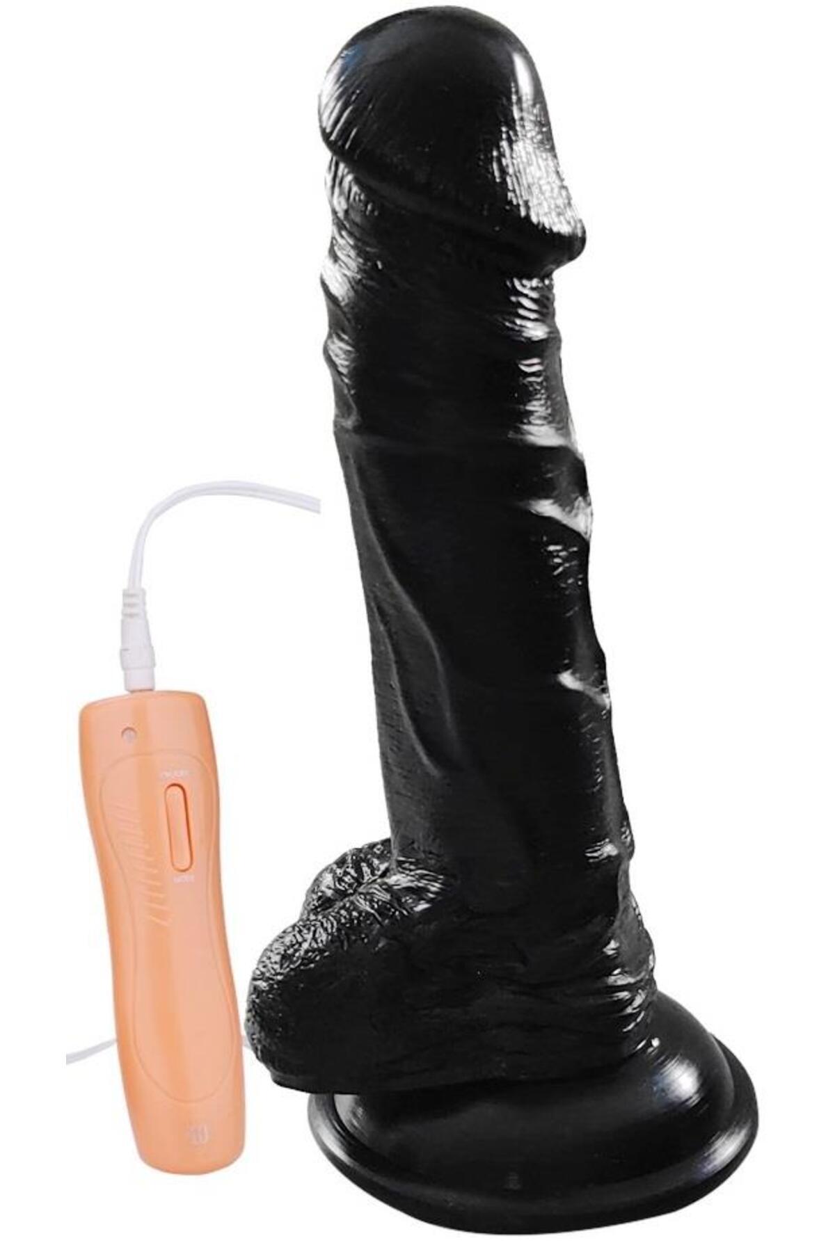 10 Mod Titreşim 20 Cm Zenci Vibratör Oynar Başlıklı Belden Bağlamalı Dildo Siyah Kemerli Takma Penis 4
