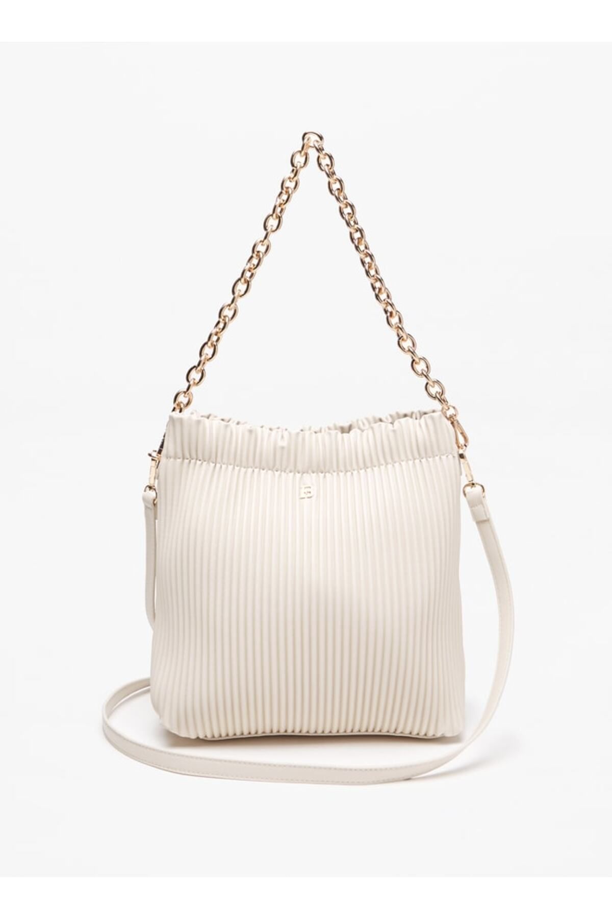 Flora Bella by Shoexpress-Ribbed Bucket Bag with Detachable Strap and Snap Button Closure 1