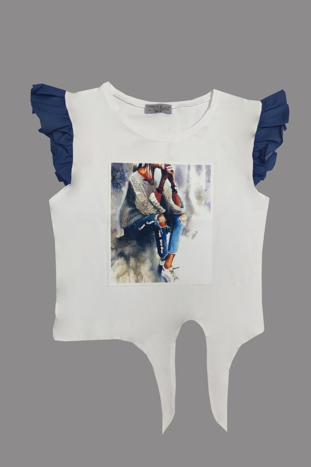 Little Star-Girl's Jean Sleeve T-shirt 1
