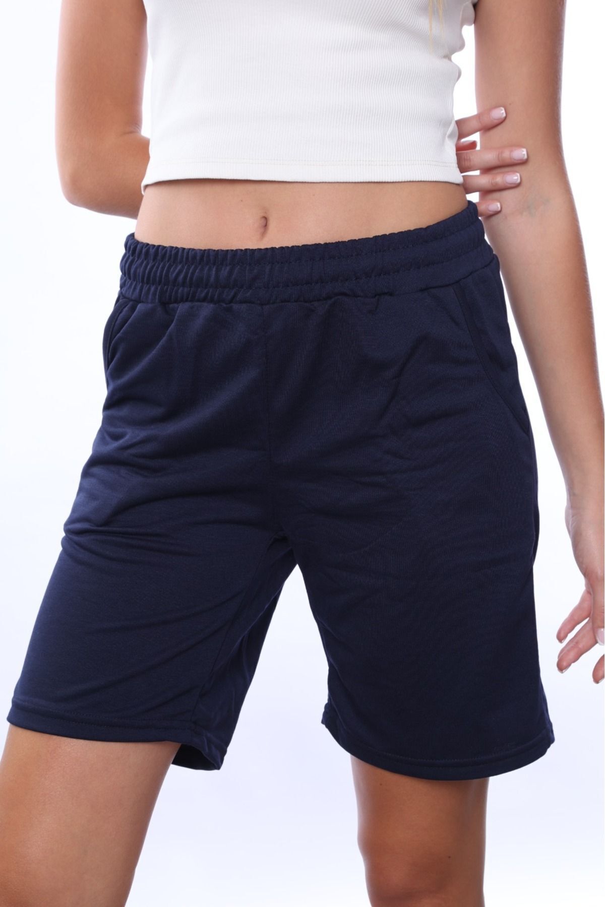 Tight Lady-women's Navy Blue 2 thread pocket shorts 7