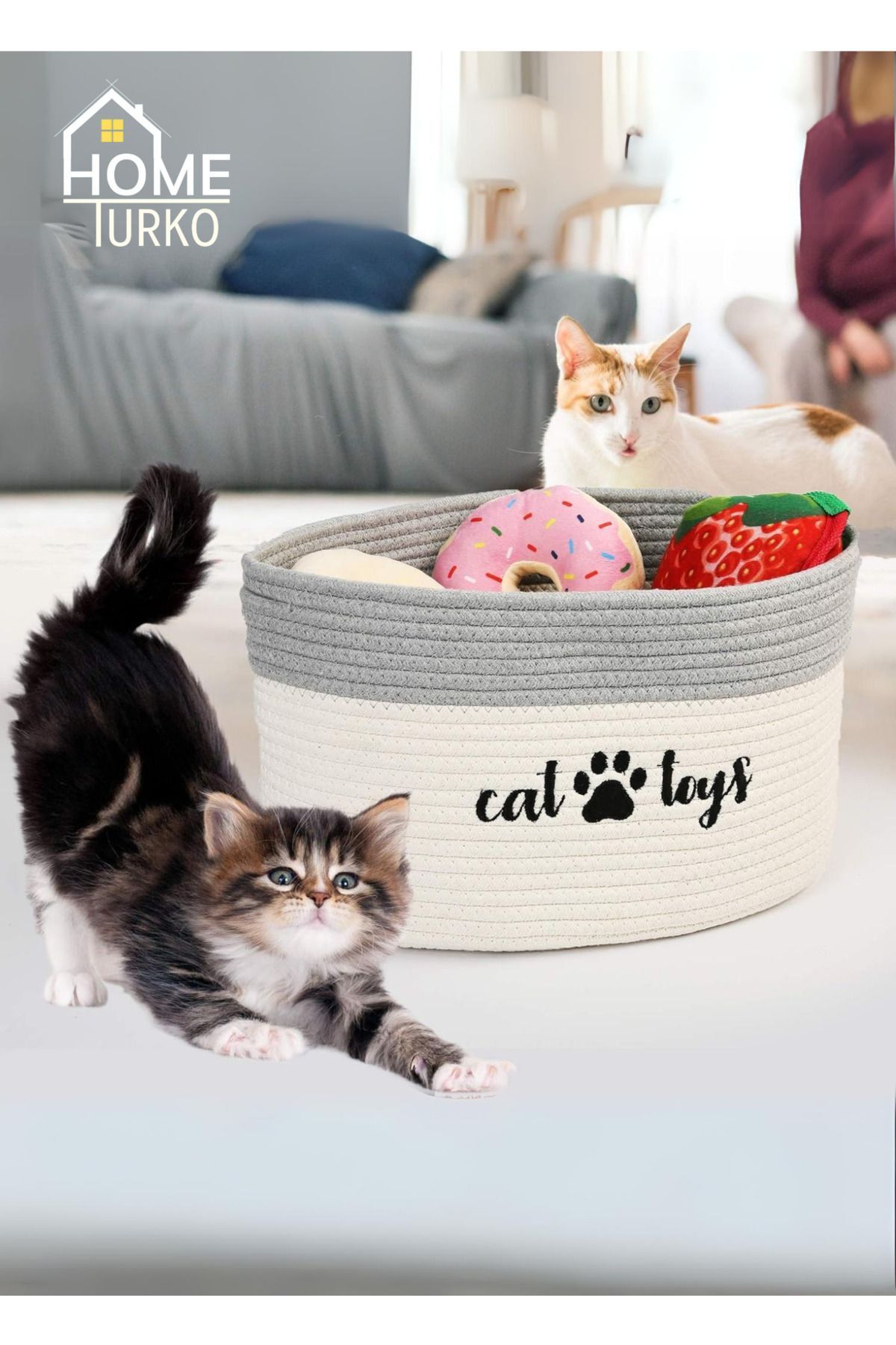 HomeTurko Coș Boem - Iută, Jucărie, Pat Pentru Pisici Și Câini, Coș Decorativ Pentru Copii - One Size