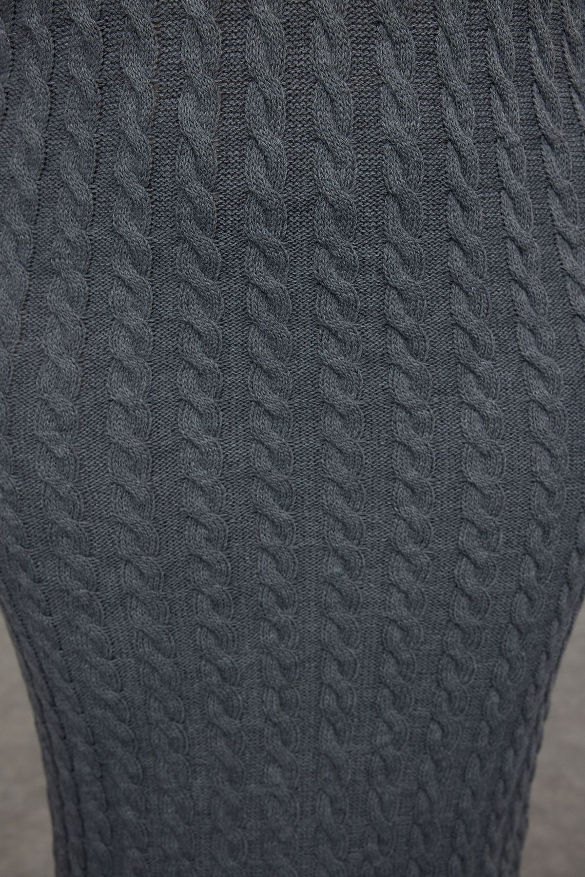 Trendyol Curve-Midi Length Anthracite Knitwear Dress - Hair Braided TBBAW25AH00002 4