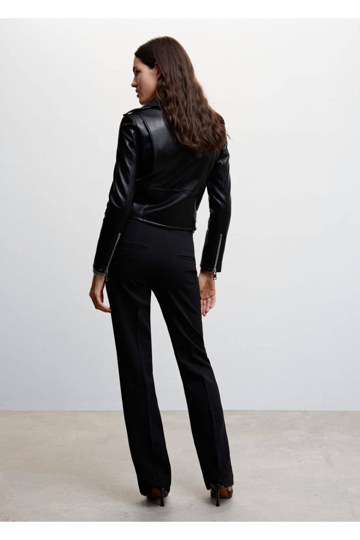 MANGO Woman-Leather Look Biker Jacket 4