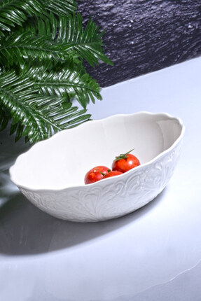 Bev Kitchen Porselen New Bone Yuvarlak Beyaz Derin Salata Kasesi