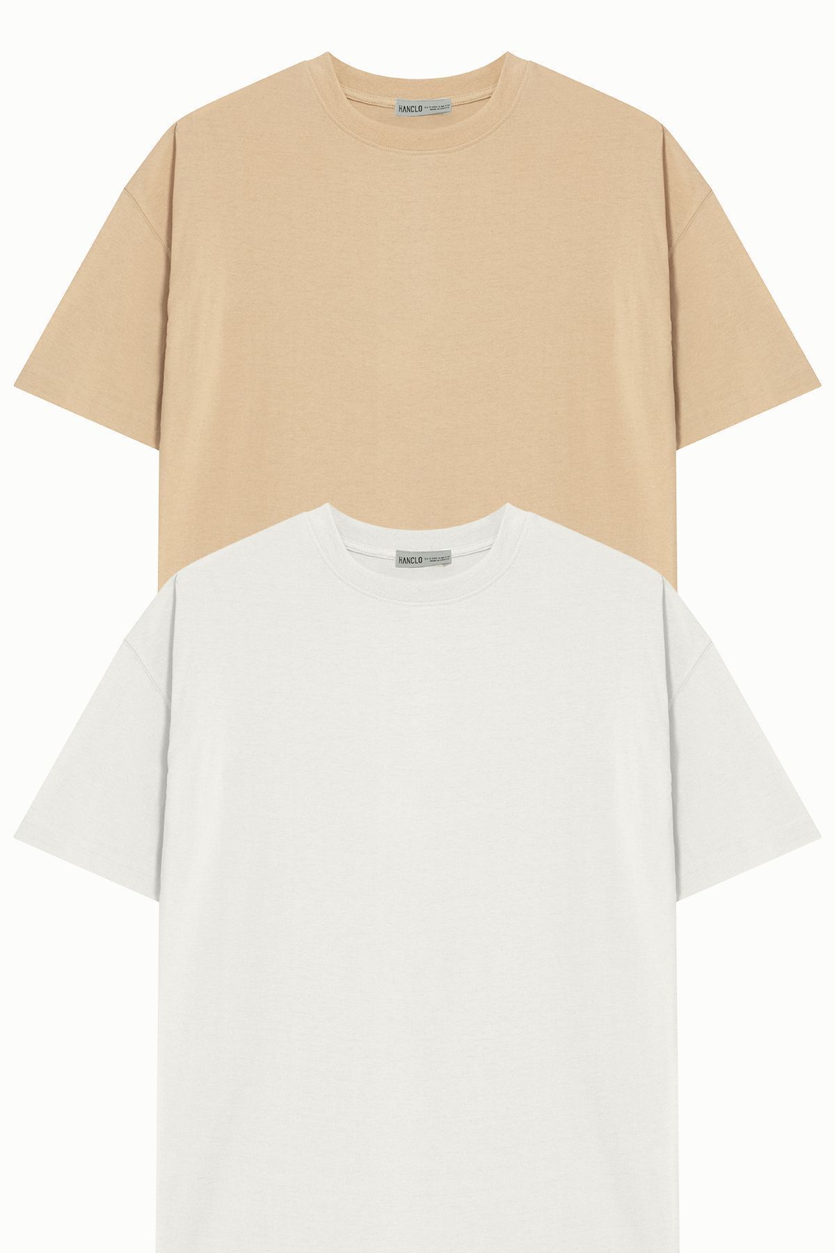 Summer Colors 2-Pack Basic European Pattern/Oversize Fit Cut Crew Neck Short Sleeve T-Shirt