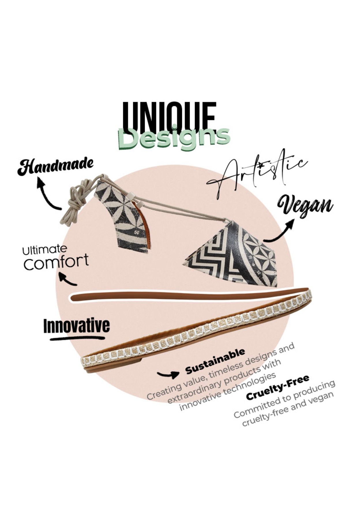 Dogo-Women's Vegan Leather Black Lace-up Sandals - Mosaics Design 6