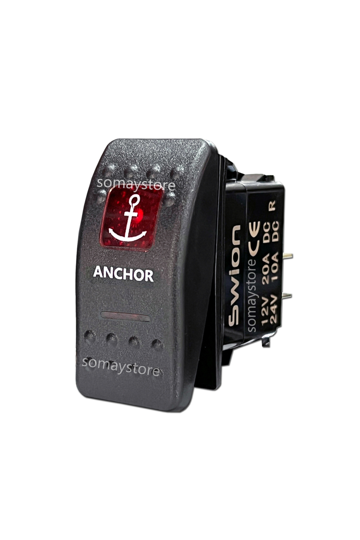 Somay Store Marin Anahtar Çapa Otomatik (ANCHOR AUTO) Swion Carling Switch Kırmızı 12-24v