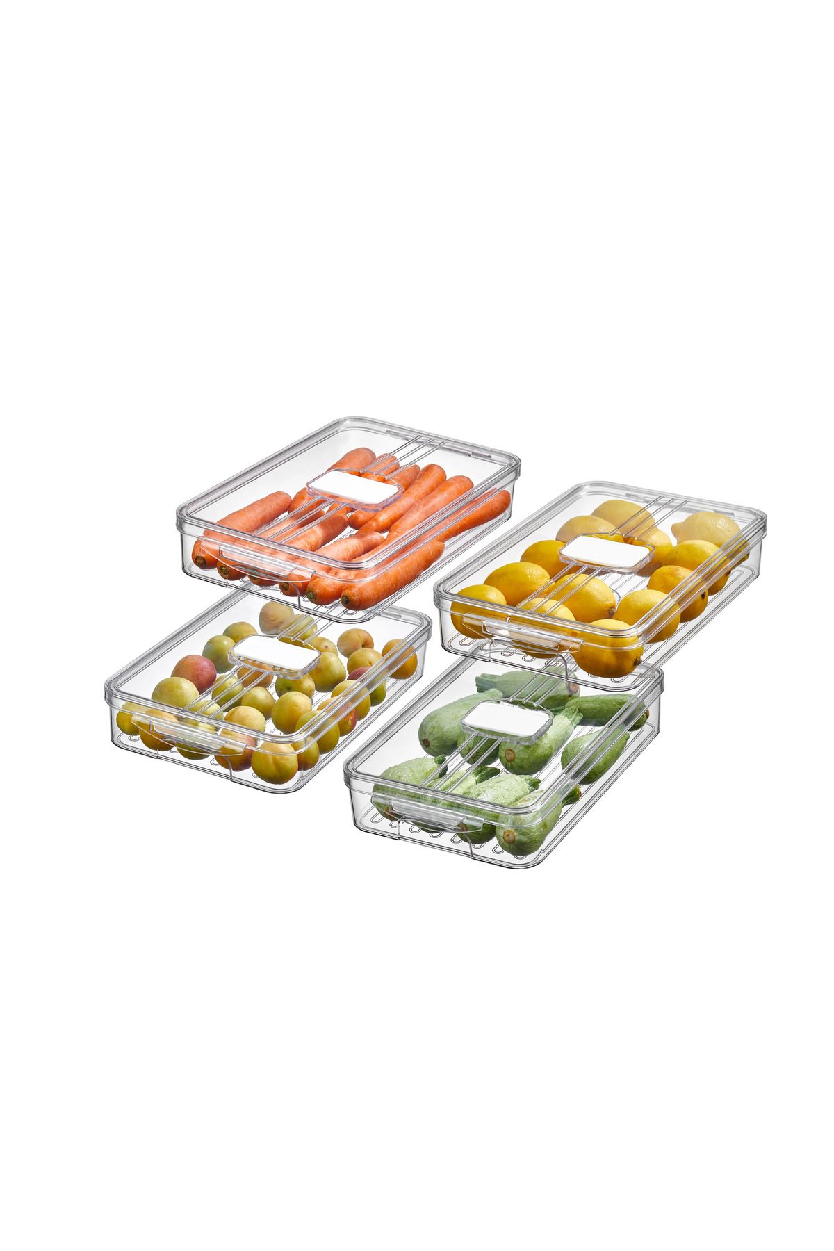 Eva Mia-3 Lt Frostora Transparent Refrigerator Organizer with Lid - 4X Storage Container and Organizer 4