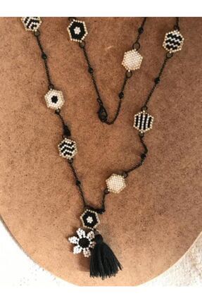 TAKINTI BY SİYAKO El Yapımı Siyah-beyaz Kolye