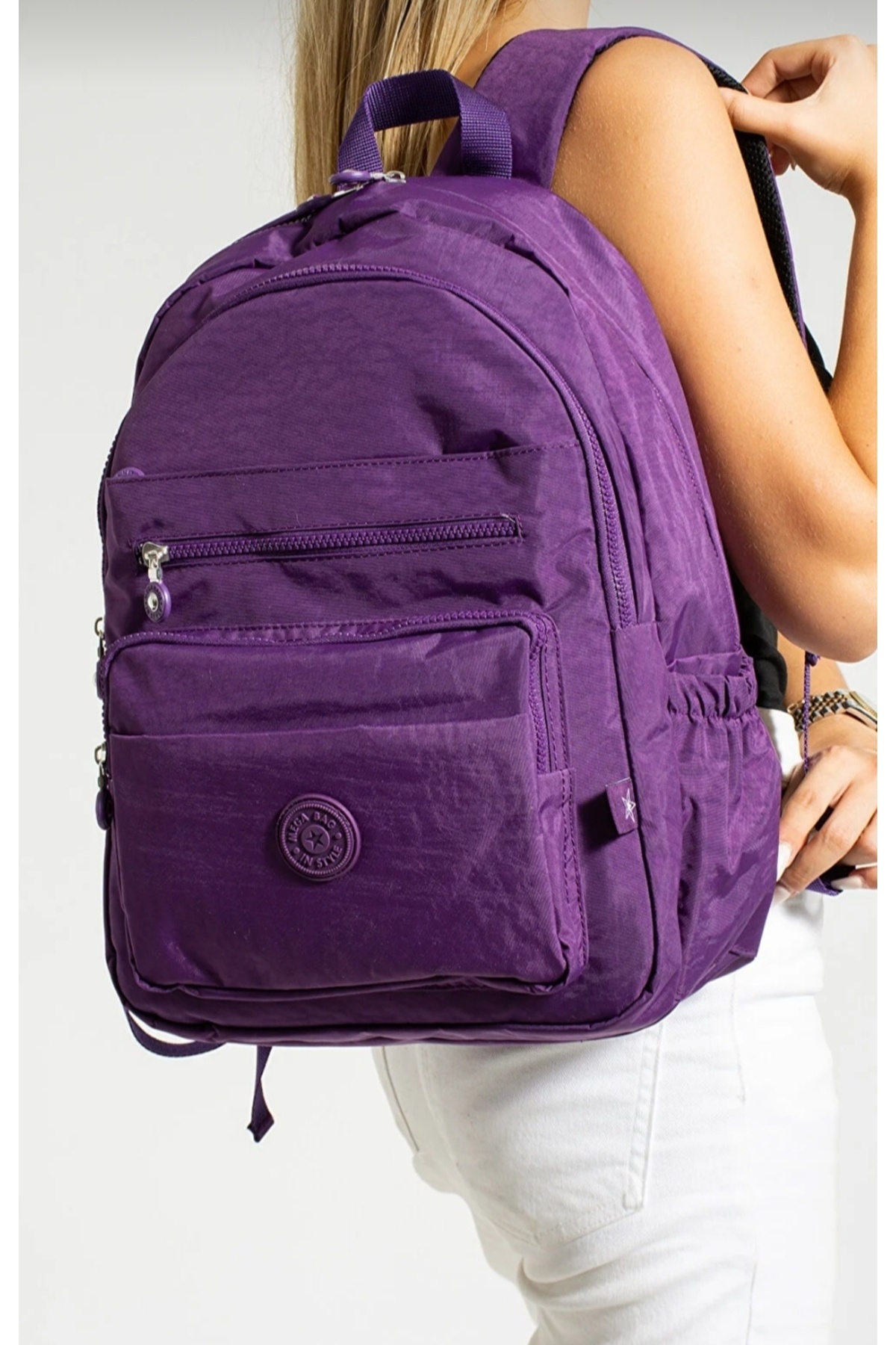 School Bag Mega Oversized Unisex Claret Red Multiple Compartment Backpack