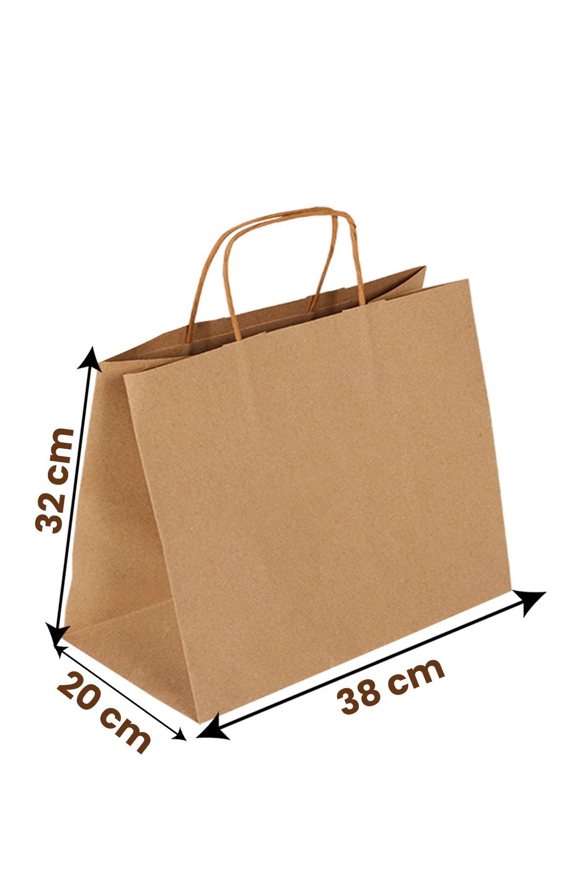 Balkan 25 Adet Kraft Burgu Saplı Karton Kağıt Alışveriş Çantası - 38x20x32cm