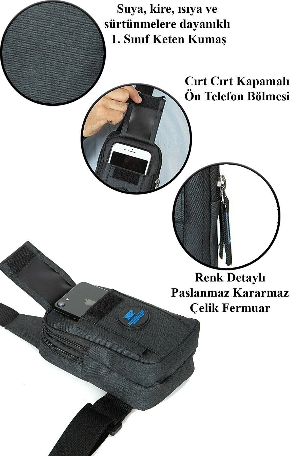 Unisex Keten Telefon Bölmeli Bel Ve Çapraz Omuz Çanta Göğüs Seyahatt Günlük Bodybag