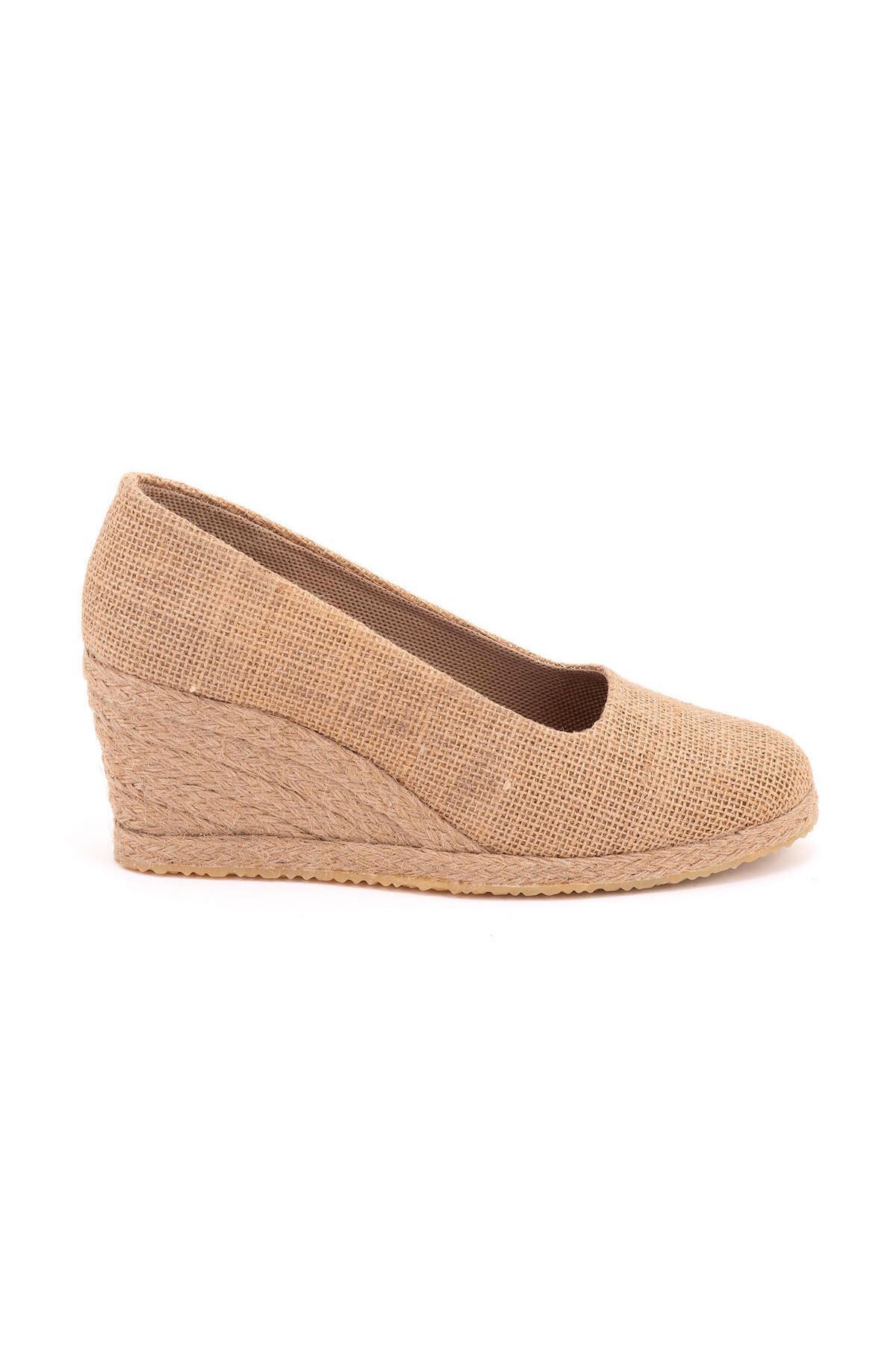 Real Handmade Wicker Linen Espadrill Filling Heel Handmade