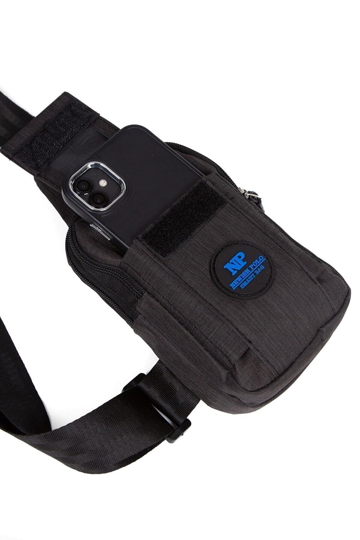 Unisex Keten Telefon Bölmeli Bel Ve Çapraz Omuz Çanta Göğüs Seyahatt Günlük Bodybag