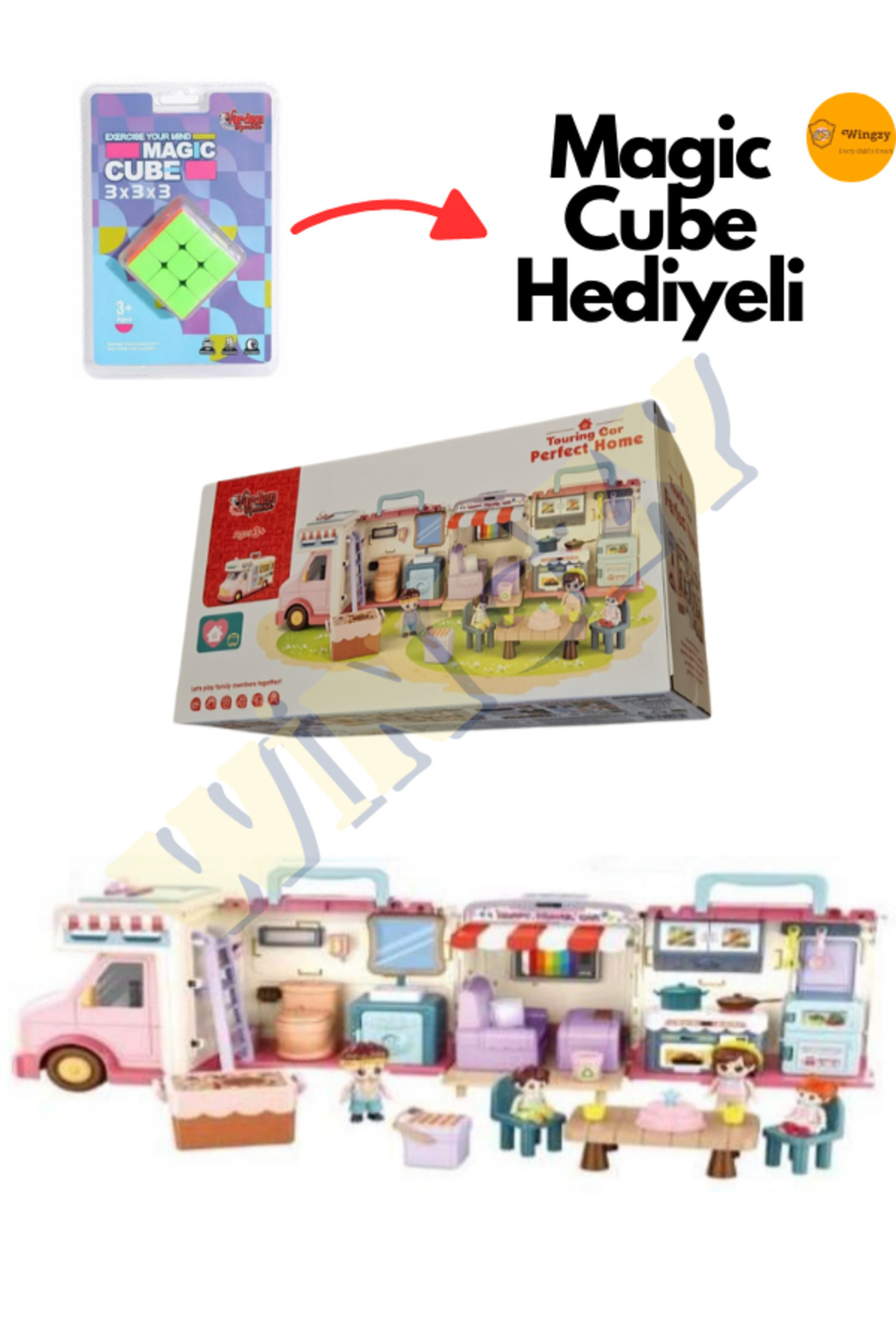 Açılabilir Oyuncak Karavan, Sesli, Aksesuarlı, Açılıp Katlanabilir Oyuncak Otobüs