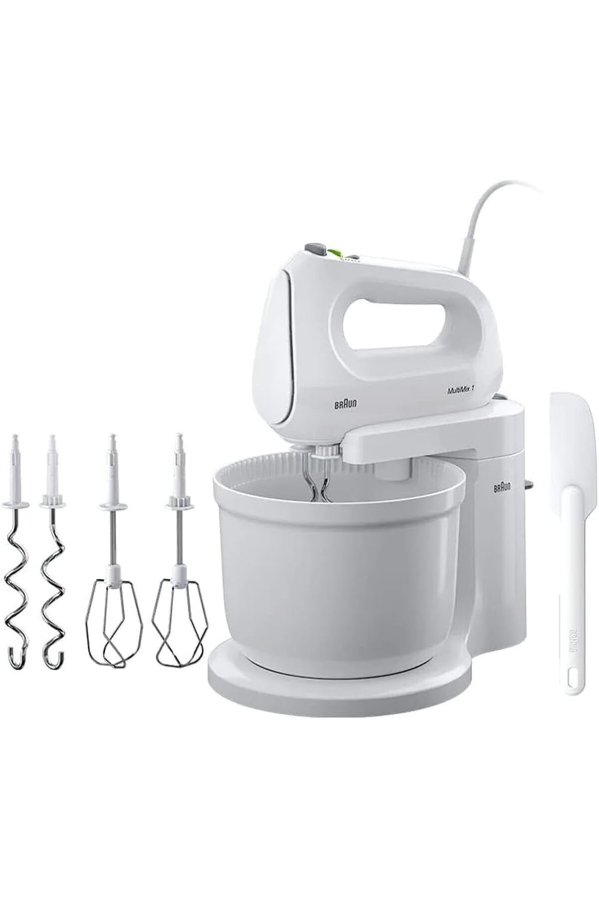 Braun-Hand Mixer 2 in 1 Hand & Stand MultiMix, 450W, 4.3L Bowl, 4 speed + turbo, Silent mode -HM1070 1