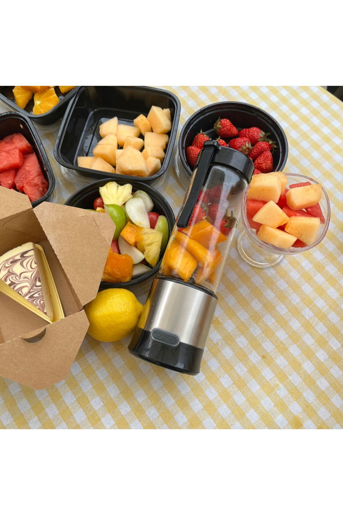 SKYLOONG-450Ml + 380Ml Portable Metal Personal Blender Shaken Smoothies Blender with Sharp Blade Extra Cup 3
